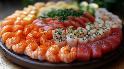 seafood and fatty fish (salmon, tuna, and prawns)